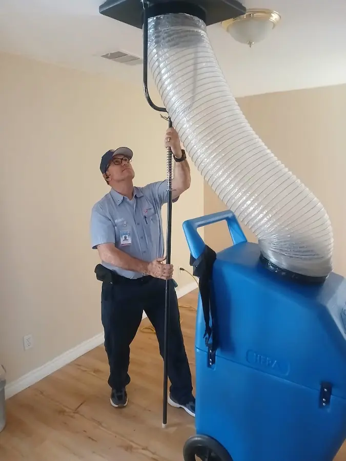 Mini Split Installation technician using HEPA equipment in Cicero